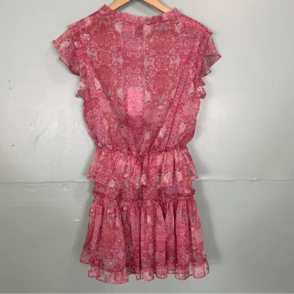 Misa Lilian Dress Mini Ruffle Pink Floral in Washed Rose Size Small NWT - Picture 6 of 9